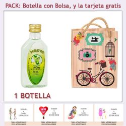 Botellita de Ron Mojito con bolsa fashion con bicicleta y tarjeta