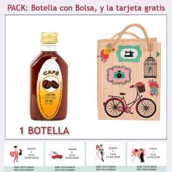 Botellita de Licor de Café con bolsa fashion con bicicleta y tarjeta
