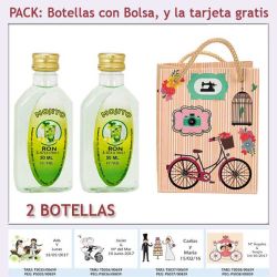 2 Botellitas de Ron Mojito con bolsa fashion con bicicleta y tarjeta