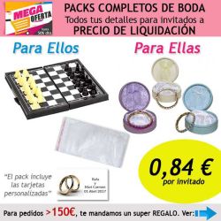 Pack completo Super-Ahorro de regalos para invitados (hombres y mujeres), con bolsas y tarjetas
