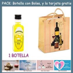 Botellita de Limoncielo con bolsa bodegón y tarjeta