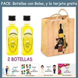 2 Botellitas de Limoncielo con bolsa bodegón y tarjeta