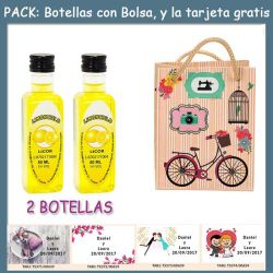 2 Botellitas de Limoncielo con bolsa fashion con bici y tarjeta