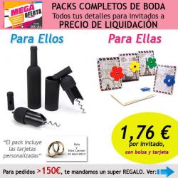 Pack completo Super-Ahorro de regalos para invitados (hombres y mujeres), con bolsas y tarjetas