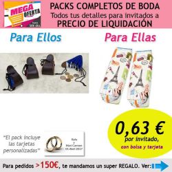 Pack completo Super-Ahorro de regalos para invitados (hombres y mujeres), con bolsas y tarjetas