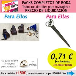 Pack completo Super-Ahorro de regalos para invitados (hombres y mujeres), con bolsas y tarjetas
