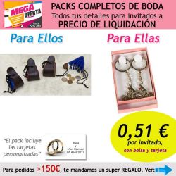 Pack completo Super-Ahorro de regalos para invitados (hombres y mujeres), con bolsas y tarjetas
