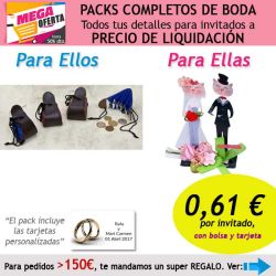 Pack completo Super-Ahorro de regalos para invitados (hombres y mujeres), con bolsas y tarjetas