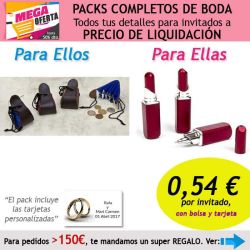 Pack completo Super-Ahorro de regalos para invitados (hombres y mujeres), con bolsas y tarjetas
