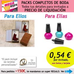 Pack completo Super-Ahorro de regalos para invitados (hombres y mujeres), con bolsas y tarjetas