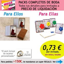 Pack completo Super-Ahorro de regalos para invitados (hombres y mujeres), con bolsas y tarjetas