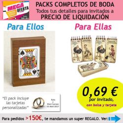 Pack completo Super-Ahorro de regalos para invitados (hombres y mujeres), con bolsas y tarjetas