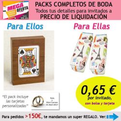 Pack completo Super-Ahorro de regalos para invitados (hombres y mujeres), con bolsas y tarjetas