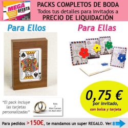 Pack completo Super-Ahorro de regalos para invitados (hombres y mujeres), con bolsas y tarjetas