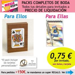 Pack completo Super-Ahorro de regalos para invitados (hombres y mujeres), con bolsas y tarjetas