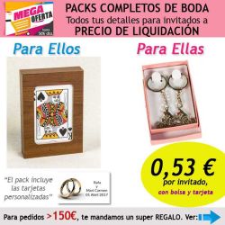 Pack completo Super-Ahorro de regalos para invitados (hombres y mujeres), con bolsas y tarjetas