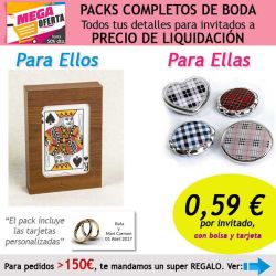 Pack completo Super-Ahorro de regalos para invitados (hombres y mujeres), con bolsas y tarjetas