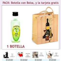 Botellita de Ron Mojito con bolsa bodegón y tarjeta