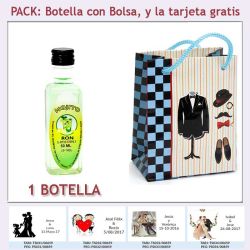 Botellita de Ron Mojito con bolsa charlestón y tarjeta