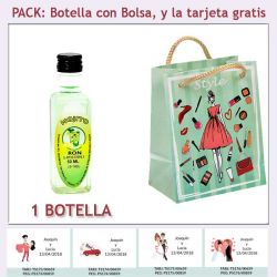 Botellita de Ron Mojito con bolsa fashion con mujer y tarjeta