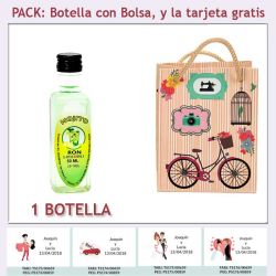Botellita de Ron Mojito con bolsa fashion con bici y tarjeta