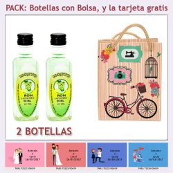 2 Botellitas de Ron Mojito con bolsa fashion con bici y tarjeta