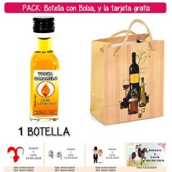 Botellita de Vodka Caramelo con bolsa bodegón y tarjeta