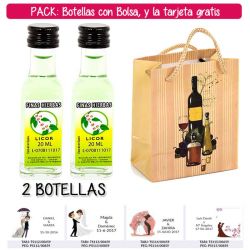 2 Botellitas de Licor de Finas Hierbas con bolsa bodegón y tarjeta