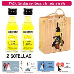 2 Botellitas de Limoncielo con bolsa bodegón y tarjeta