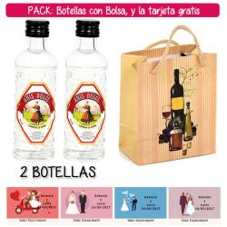 2 Botellitas 40ml de Anís Dulce con bolsa bodegón y tarjeta