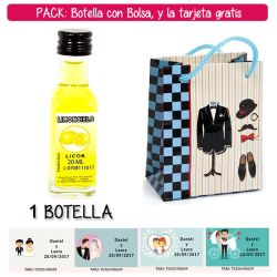Botellita de Limoncielo con bolsa charlestón y tarjeta