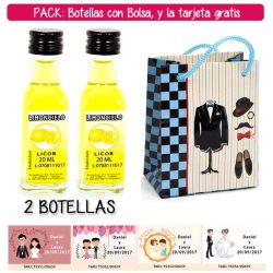 2 Botellitas de Limoncielo con bolsa charlestón y tarjeta