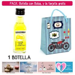 Botellita de Limoncielo con bolsa con moto roja y tarjeta
