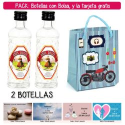 2 Botellitas 40ml de Anís Dulce con bolsa con moto roja y tarjeta