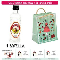 Botellita 40ml de Anís Dulce con bolsa fashion con mujer y tarjeta