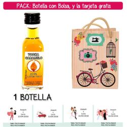 Botellita de Vodka Caramelo con bolsa fashion con bici y tarjeta