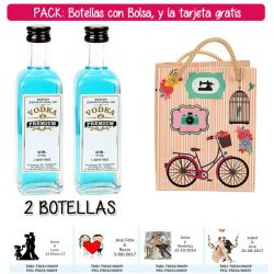 2 Botellitas 60ml de Vodka Premium con bolsa fashion con bici y tarjeta