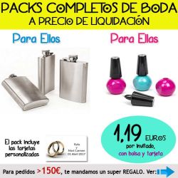 Pack Super-Ahorro de regalos Bodas en Outlet, con bolsas y tarjetas