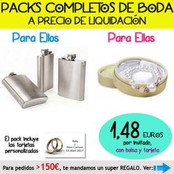 Pack Super-Ahorro de regalos Bodas en Outlet, con bolsas y tarjetas