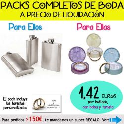 Pack Super-Ahorro de regalos Bodas en Outlet, con bolsas y tarjetas