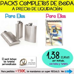 Pack Super-Ahorro de regalos Bodas en Outlet, con bolsas y tarjetas