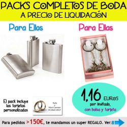 Pack Super-Ahorro de regalos Bodas en Outlet, con bolsas y tarjetas