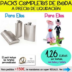 Pack Super-Ahorro de regalos Bodas en Outlet, con bolsas y tarjetas