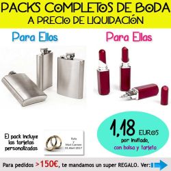 Pack Super-Ahorro de regalos Bodas en Outlet, con bolsas y tarjetas