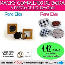 Pack Super-Ahorro de regalos Bodas en Outlet, con bolsas y tarjetas