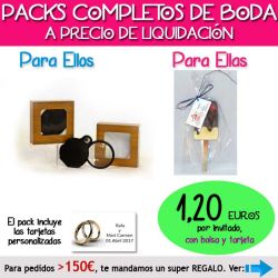 Pack Super-Ahorro de regalos Bodas en Outlet, con bolsas y tarjetas