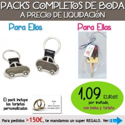 Pack Super-Ahorro de regalos Bodas en Outlet, con bolsas y tarjetas
