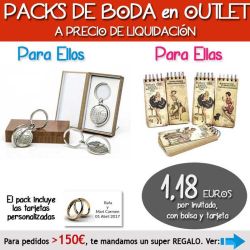 Pack Super-Ahorro de regalos Bodas en Outlet, con bolsas y tarjetas