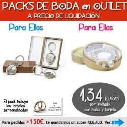 Pack Super-Ahorro de regalos Bodas en Outlet, con bolsas y tarjetas