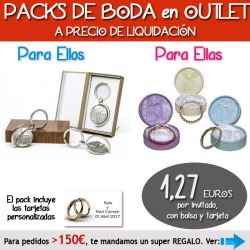 Pack Super-Ahorro de regalos Bodas en Outlet, con bolsas y tarjetas